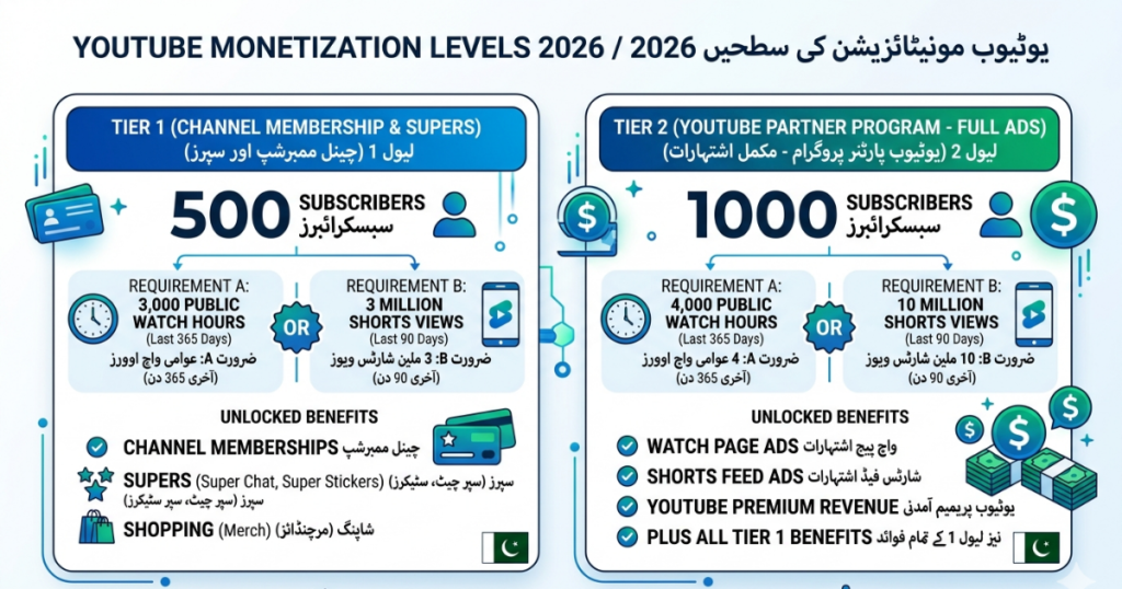 youtube monetization requirements 2026 pakistan