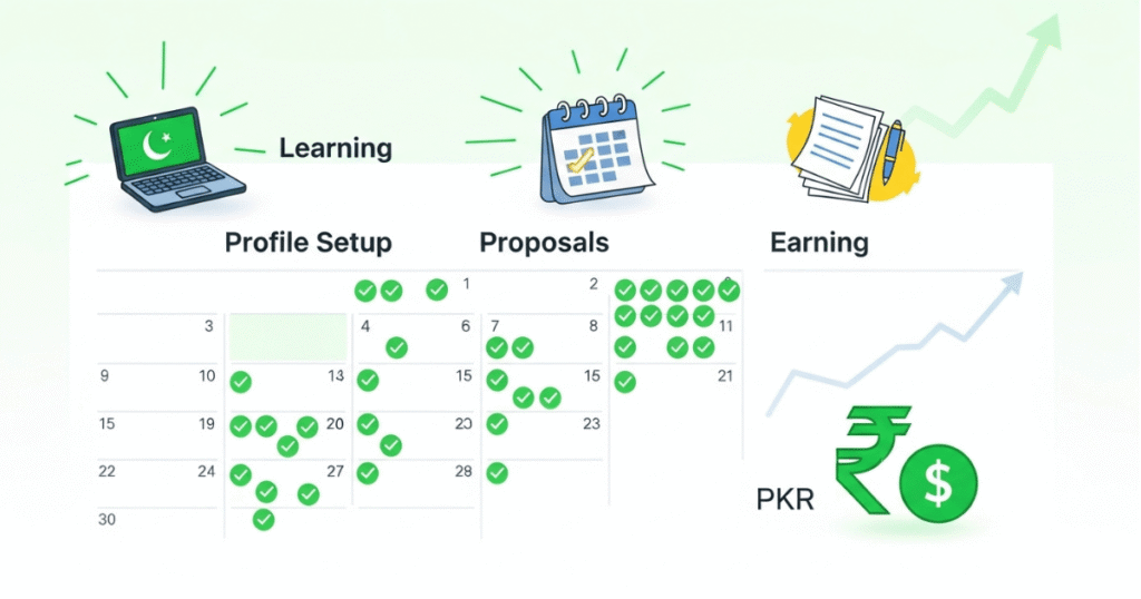 30 days action plan to start freelancing in Pakistan 2026 for beginners